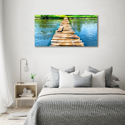 Glass acrylic wall art Wooden bridge