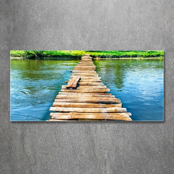 Glass acrylic wall art Wooden bridge