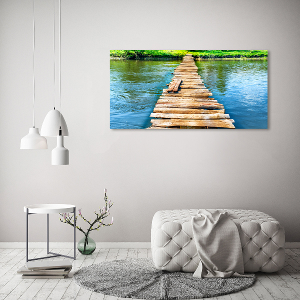 Glass acrylic wall art Wooden bridge