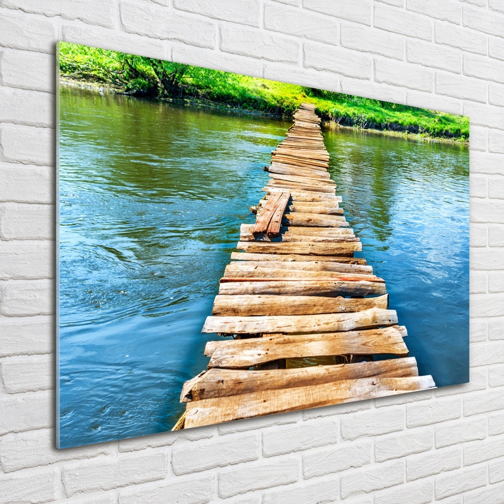 Glass acrylic wall art Wooden bridge