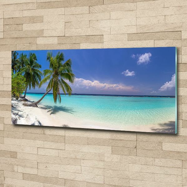 Glass acrylic wall art Panorama of the beach