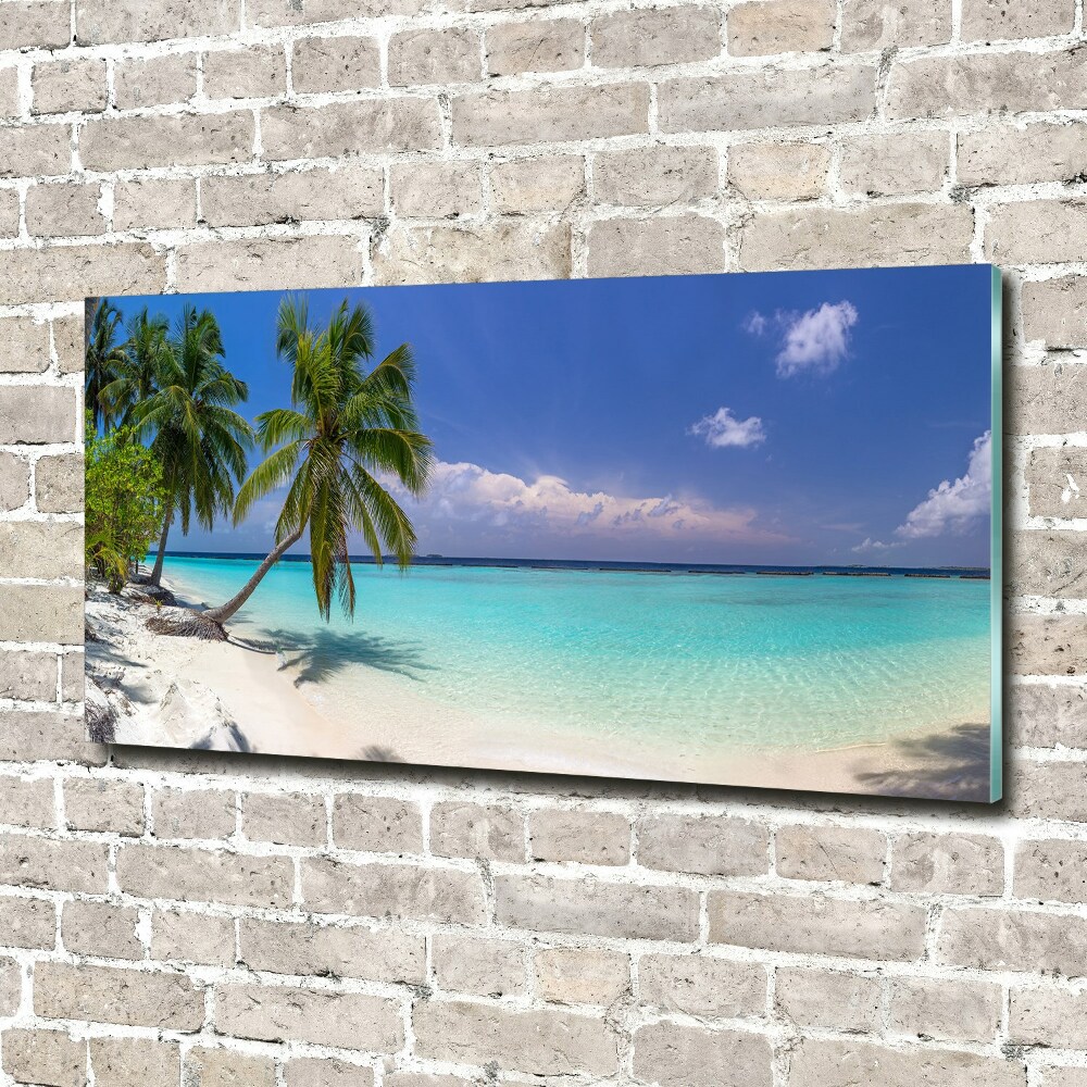 Glass acrylic wall art Panorama of the beach