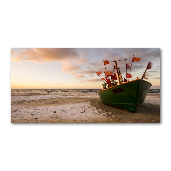 Acrylic wall picture Fishing boat beach