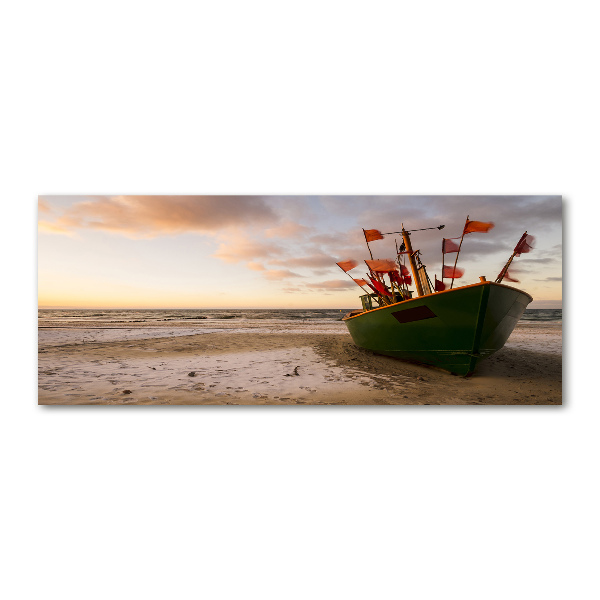 Acrylic wall picture Fishing boat beach