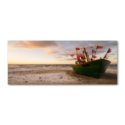 Acrylic wall picture Fishing boat beach