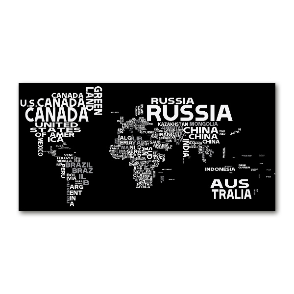 Acrylic wall art World map subtitles