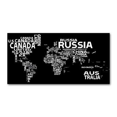 Acrylic wall art World map subtitles