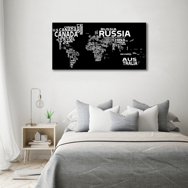 Acrylic wall art World map subtitles