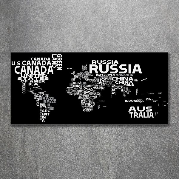 Acrylic wall art World map subtitles