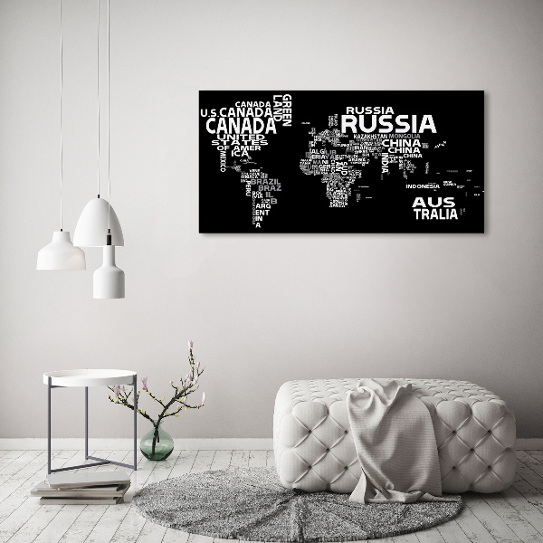 Acrylic wall art World map subtitles