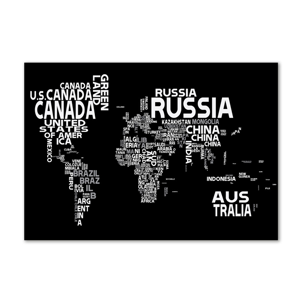 Acrylic wall art World map subtitles