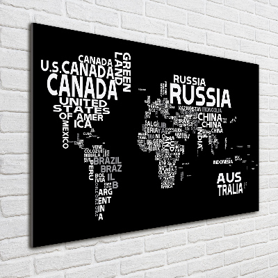 Acrylic wall art World map subtitles