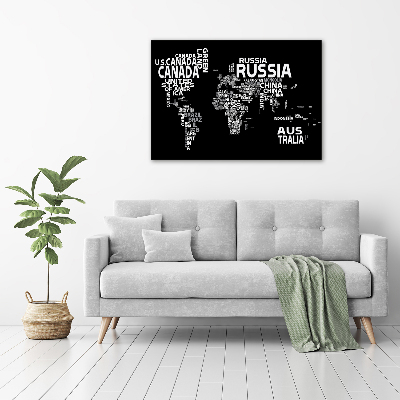 Acrylic wall art World map subtitles