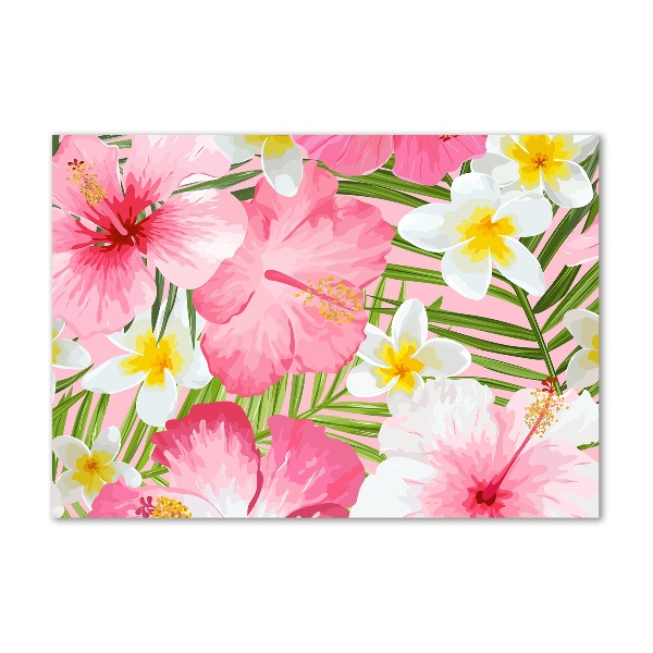 Wall art acrylic Tropical flowers