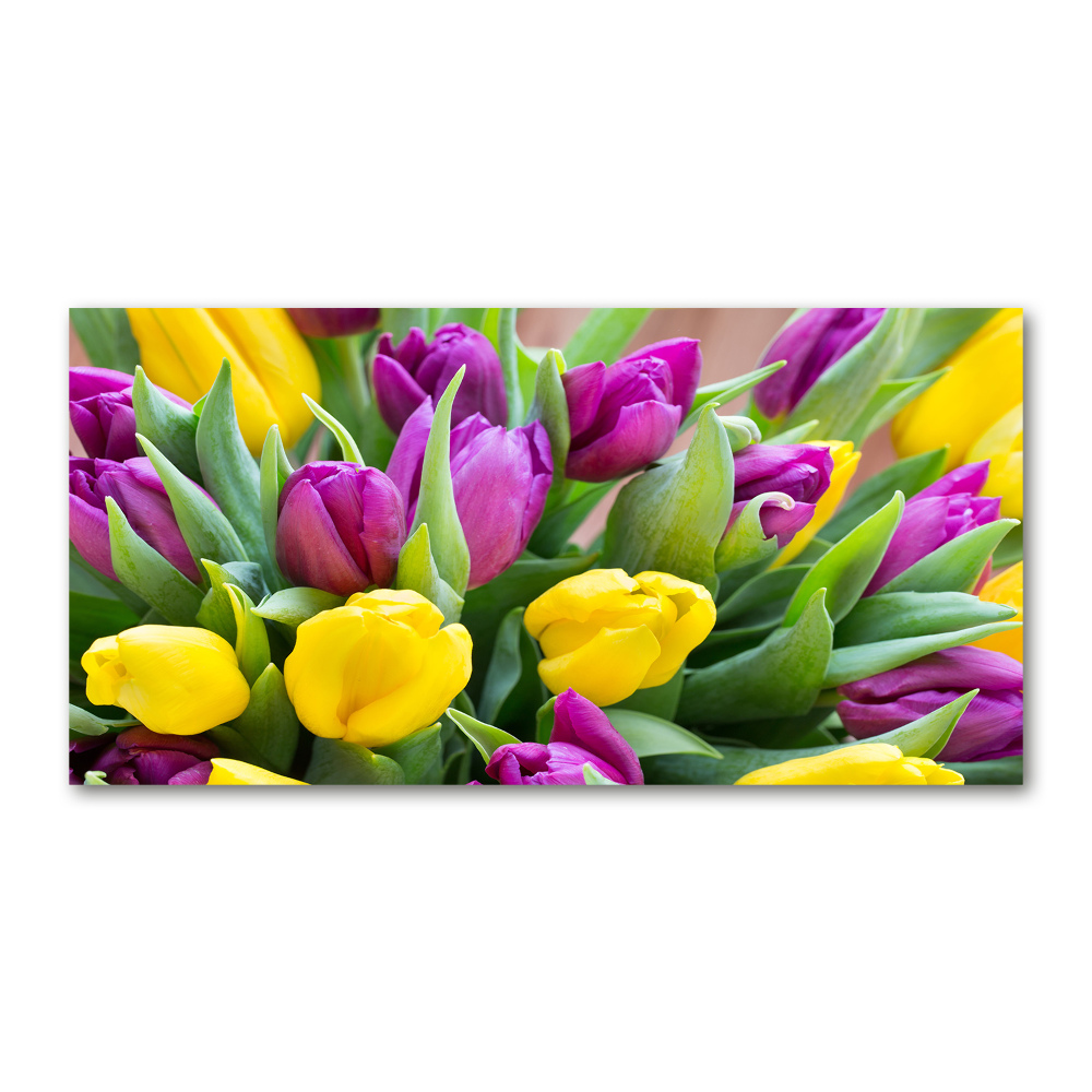 Wall art acrylic Colorful tulips