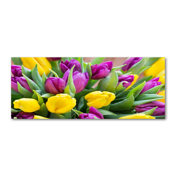 Wall art acrylic Colorful tulips