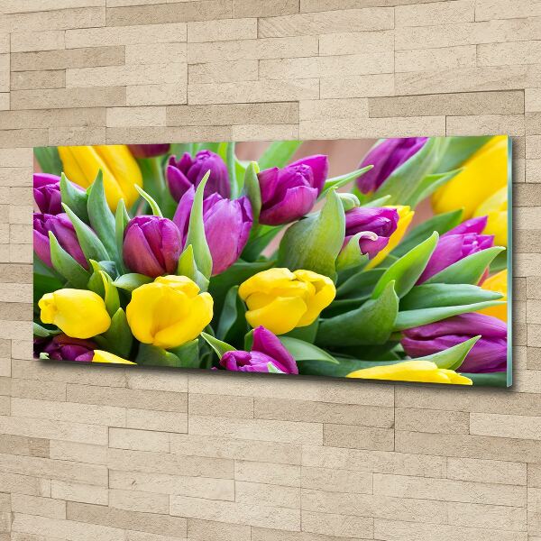 Wall art acrylic Colorful tulips