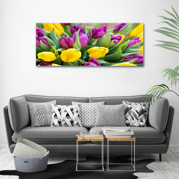 Wall art acrylic Colorful tulips