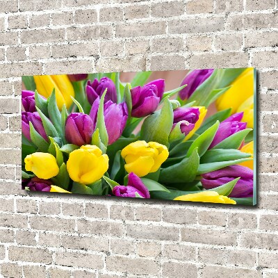 Wall art acrylic Colorful tulips