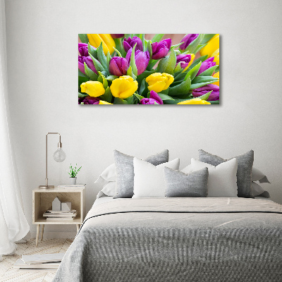 Wall art acrylic Colorful tulips