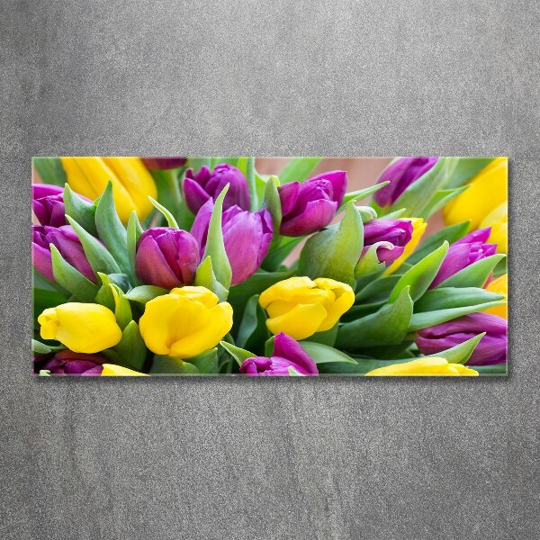 Wall art acrylic Colorful tulips