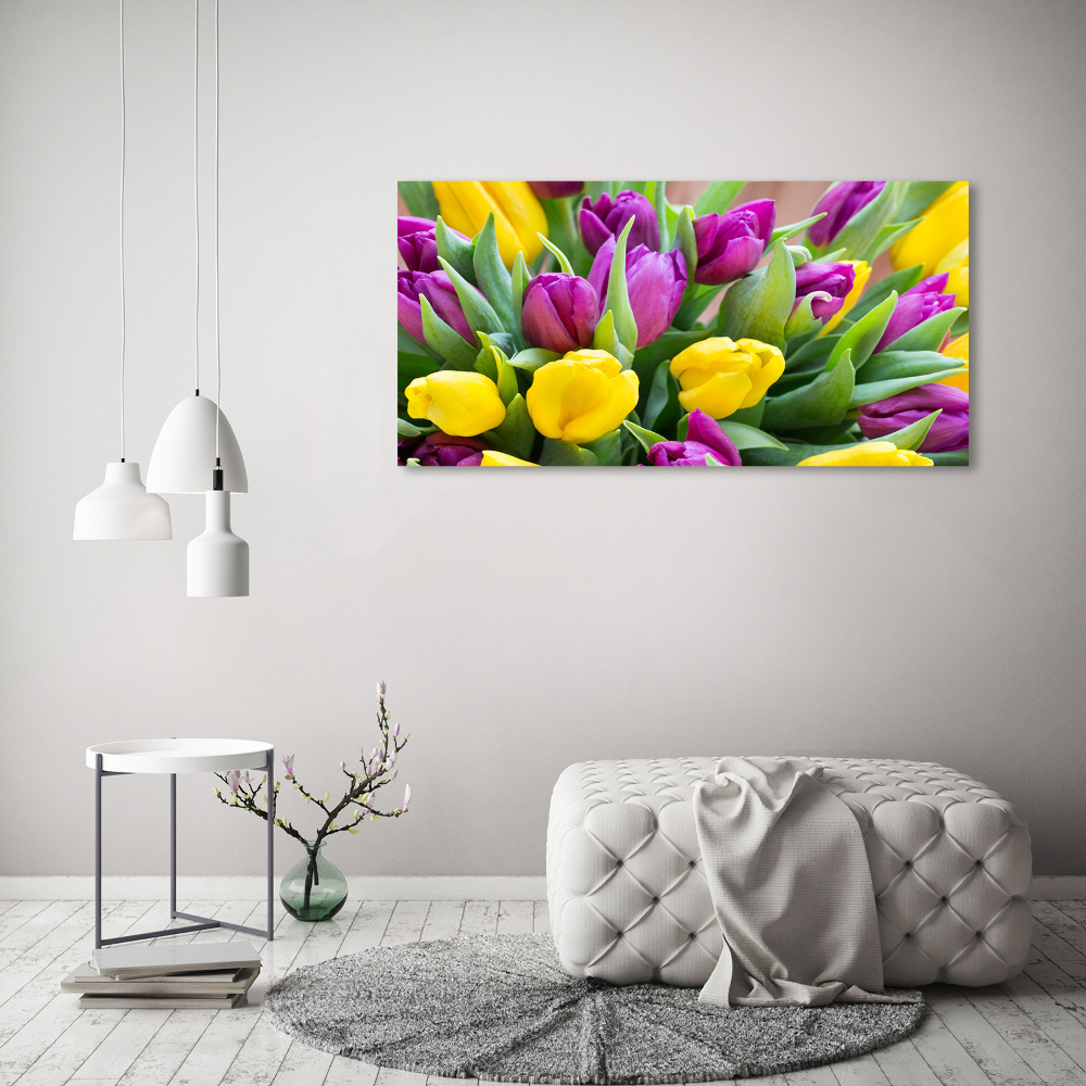 Wall art acrylic Colorful tulips