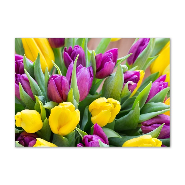 Wall art acrylic Colorful tulips