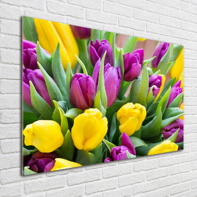 Wall art acrylic Colorful tulips