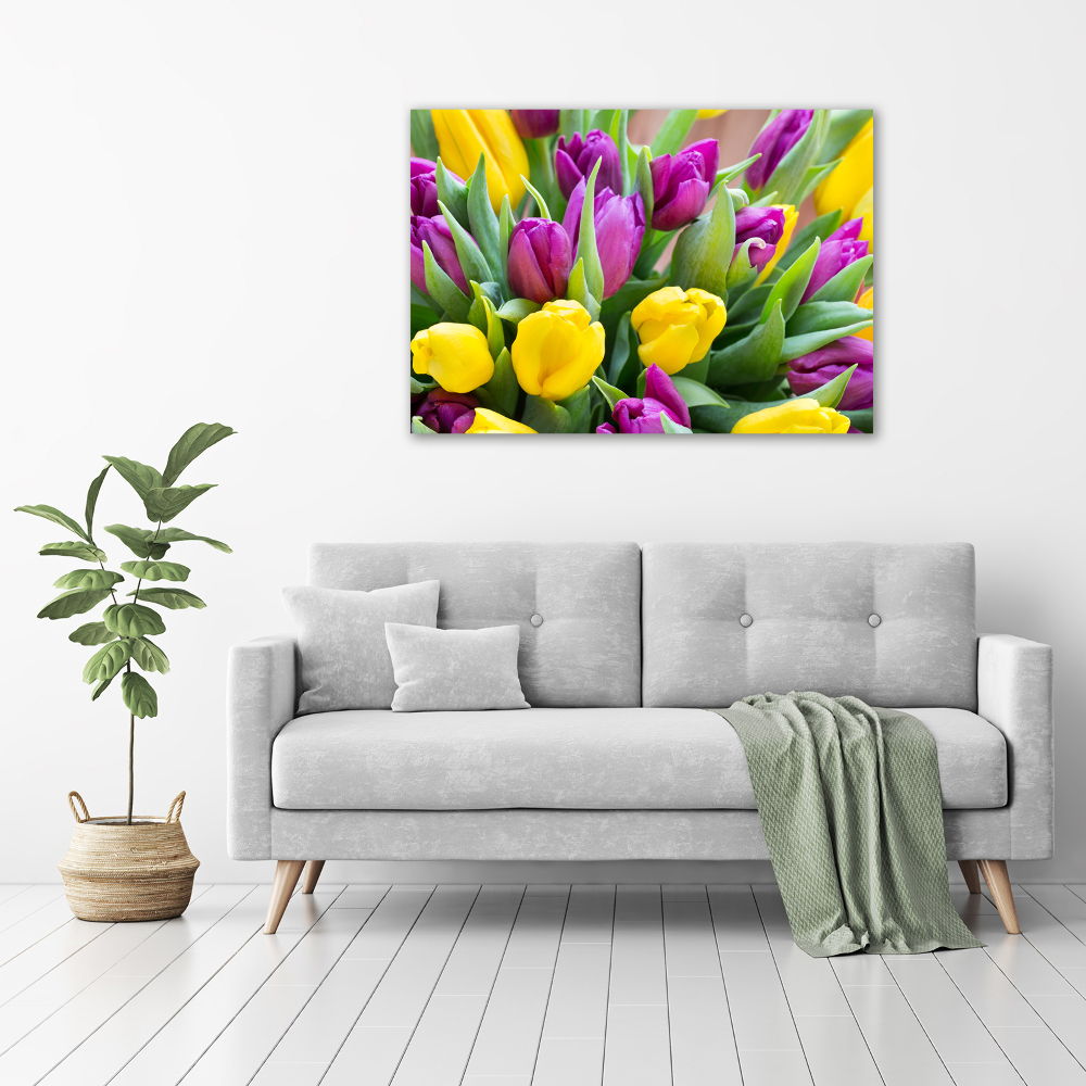 Wall art acrylic Colorful tulips