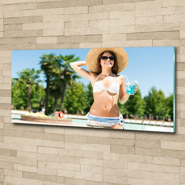 Wall art acrylic A woman over the pool