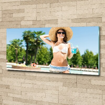 Wall art acrylic A woman over the pool