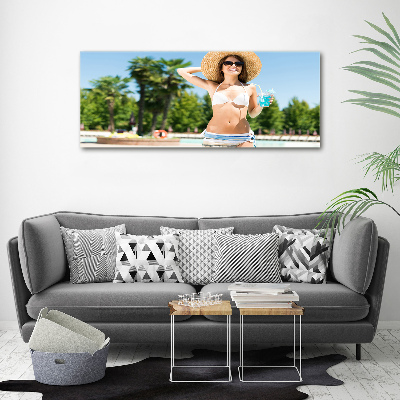 Wall art acrylic A woman over the pool