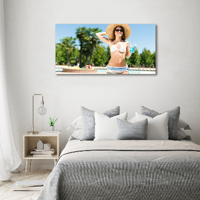 Wall art acrylic A woman over the pool