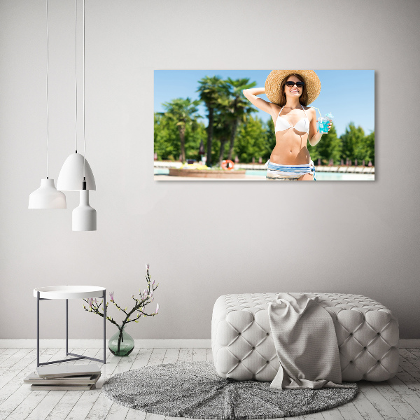 Wall art acrylic A woman over the pool