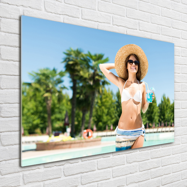 Wall art acrylic A woman over the pool