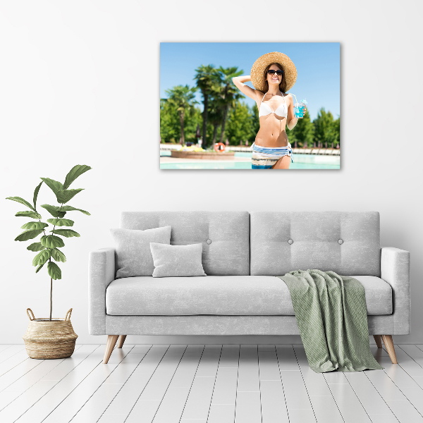 Wall art acrylic A woman over the pool