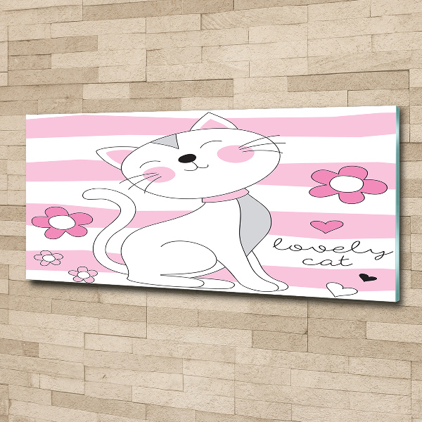 Wall art acrylic White cat