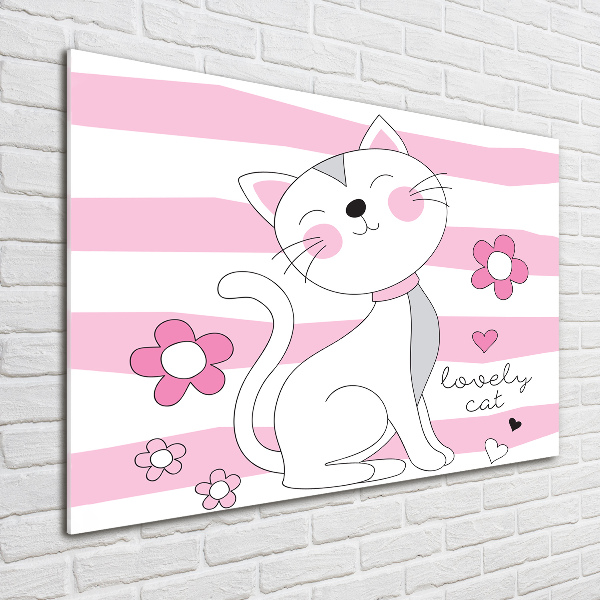 Wall art acrylic White cat