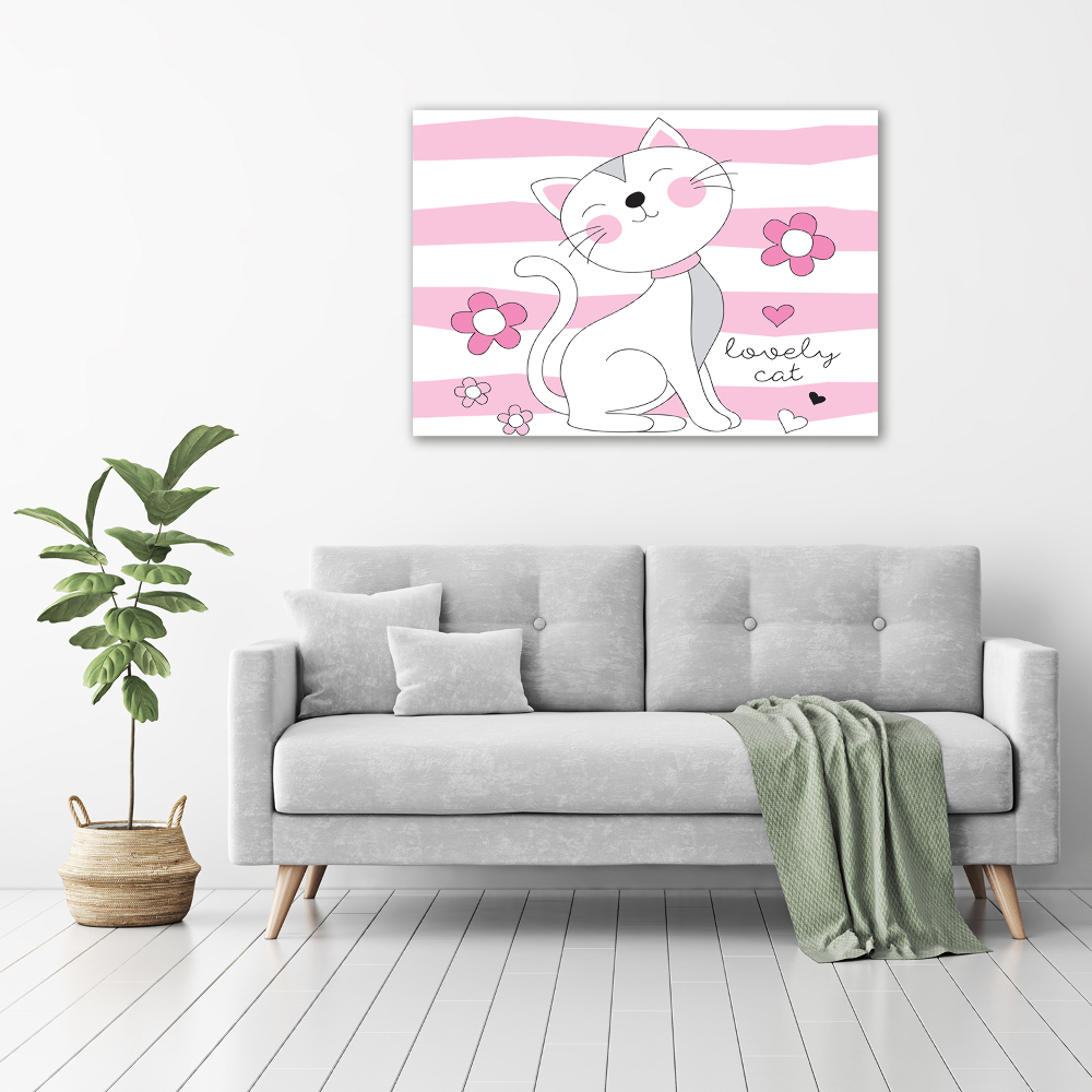 Wall art acrylic White cat