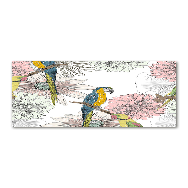 Print on acrylic Parrots and flowers