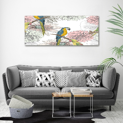 Print on acrylic Parrots and flowers