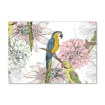 Print on acrylic Parrots and flowers