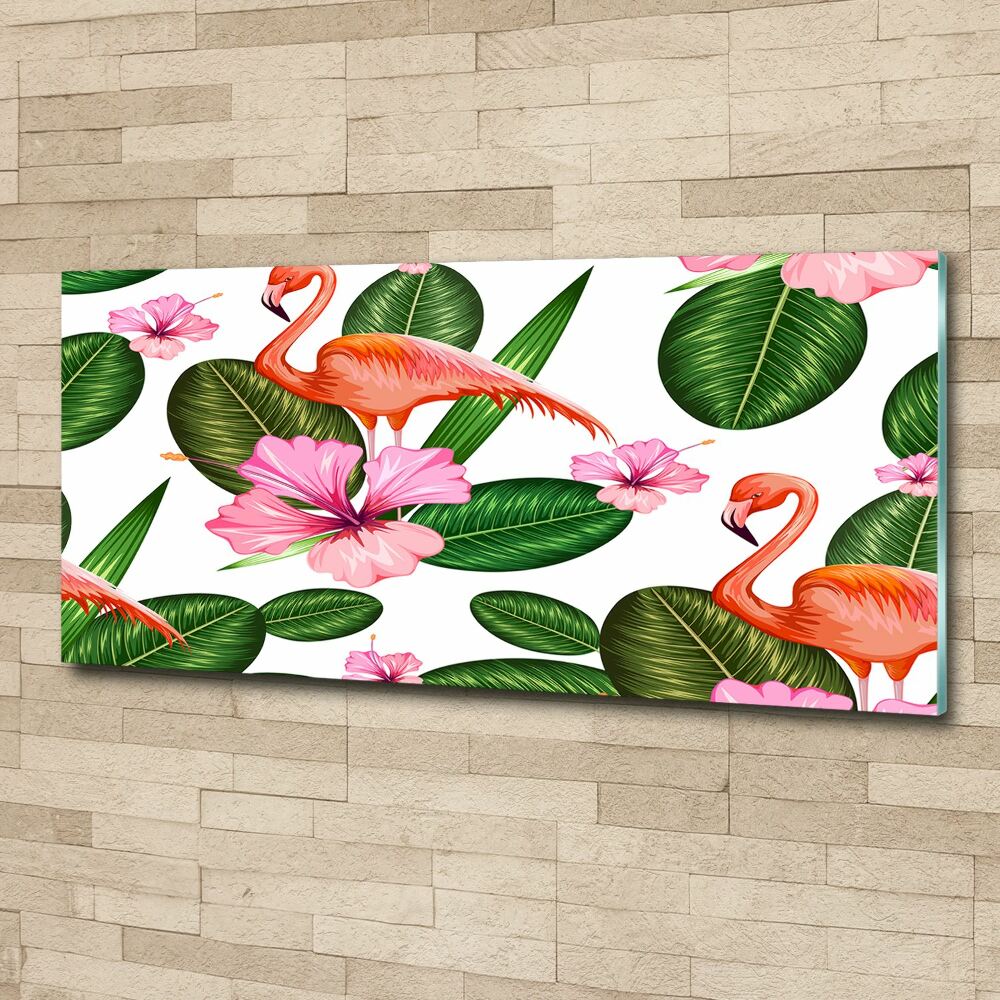 Print on acrylic Flamingos and plants