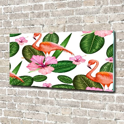 Print on acrylic Flamingos and plants