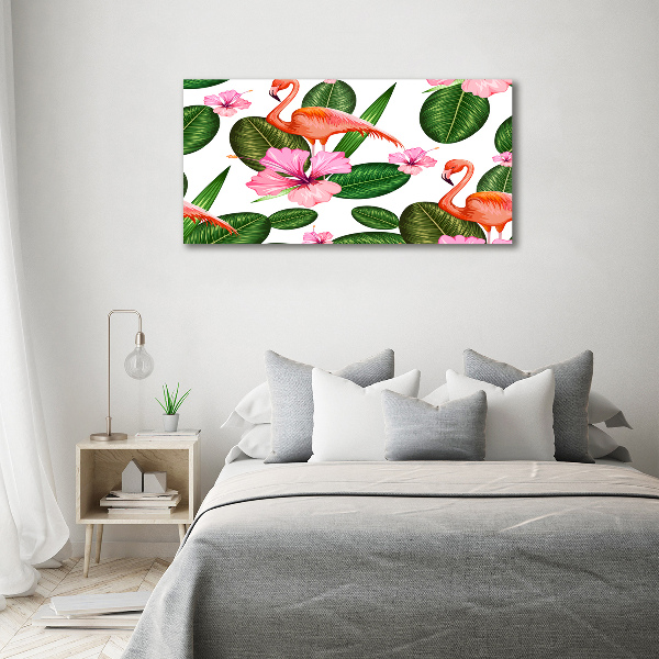 Print on acrylic Flamingos and plants