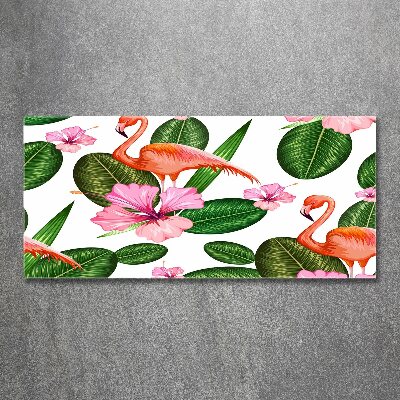 Print on acrylic Flamingos and plants