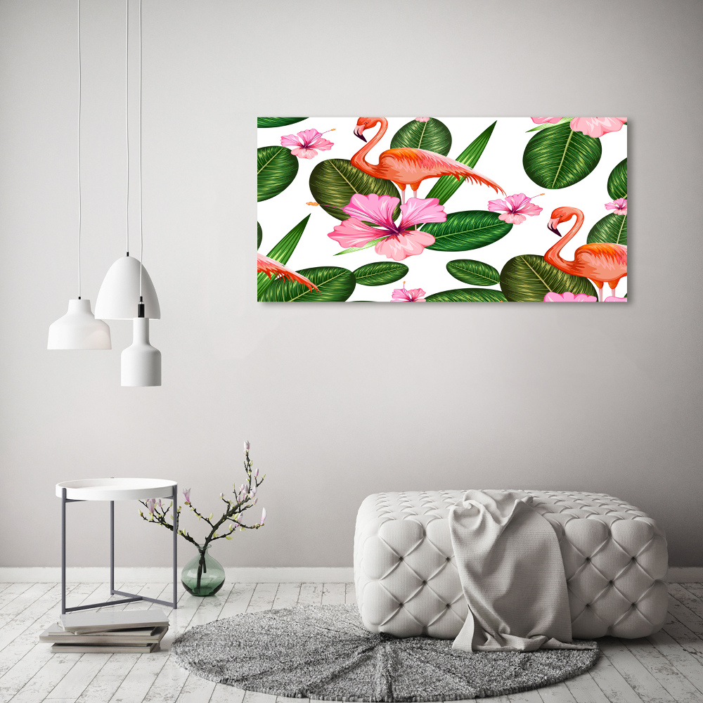 Print on acrylic Flamingos and plants