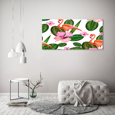 Print on acrylic Flamingos and plants