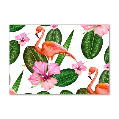 Print on acrylic Flamingos and plants