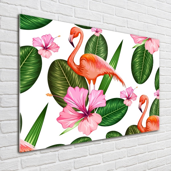 Print on acrylic Flamingos and plants